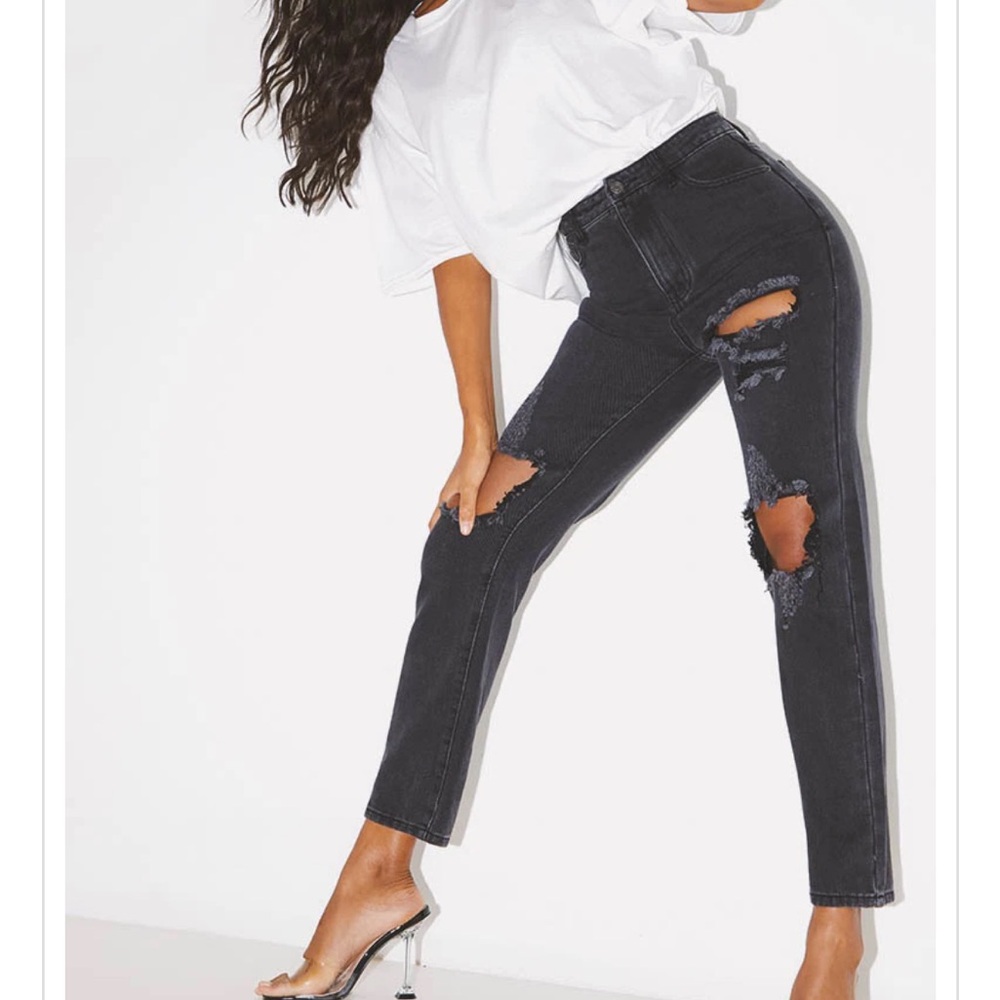 Women's Distressed Black Jeans